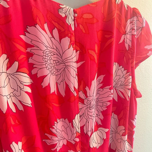 Talbots Belted Midi Shirtdress Chrysanthemum Womens Size 6 Pink Floral Flowy - Picture 6 of 9